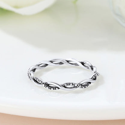 925 Sterling Silver 2.8mm Wide Antique Silver Stack Twist Ring for