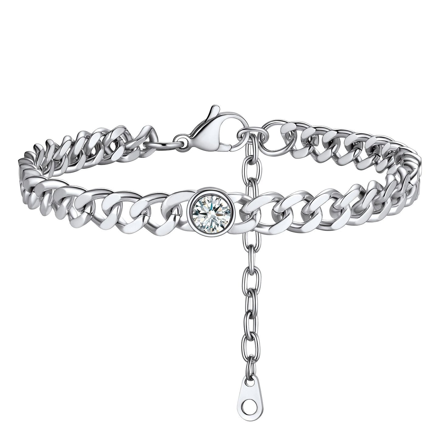 Personalized Birthstone Cuban Link Anklet for