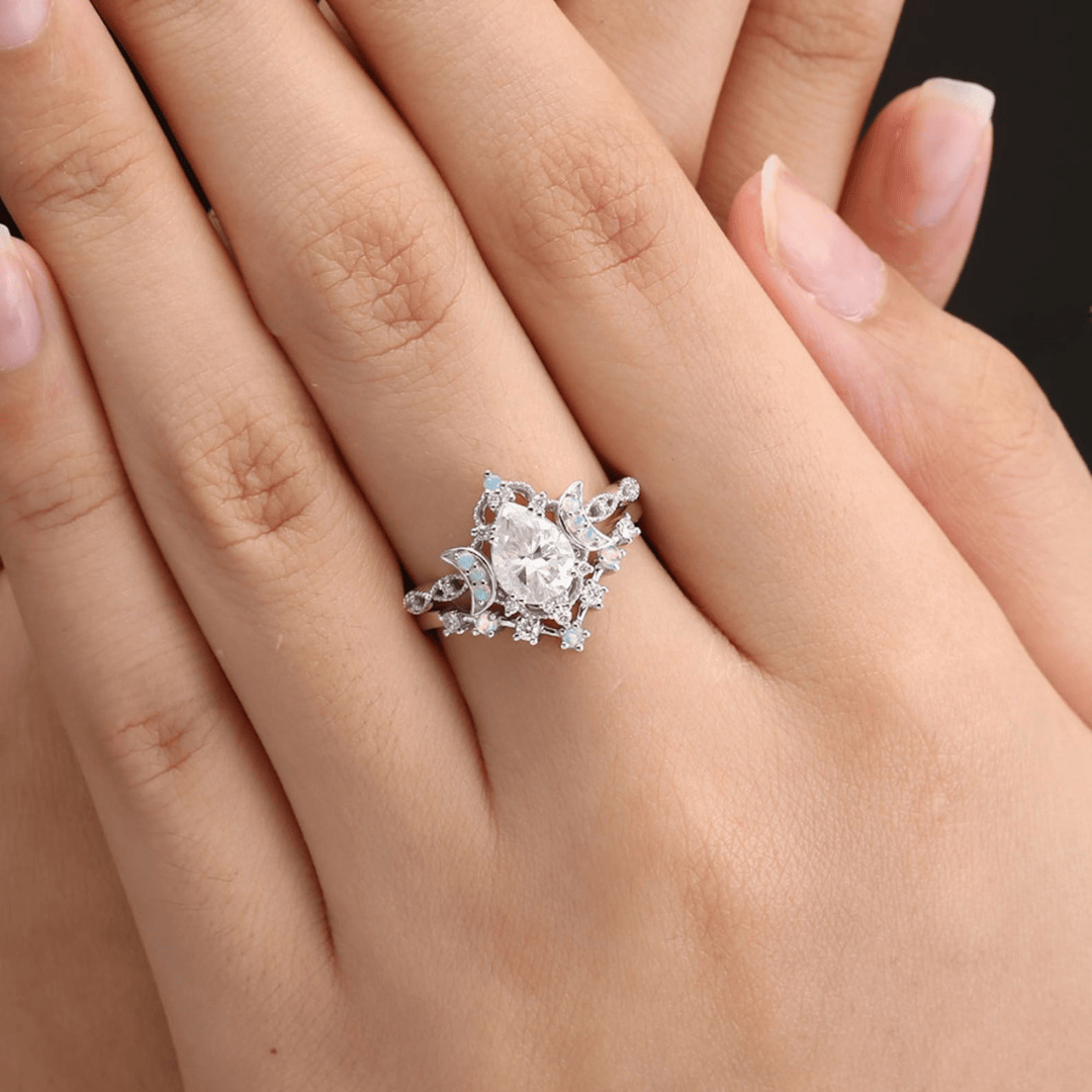 Artemis Goddess of Light Crystal Ring Set