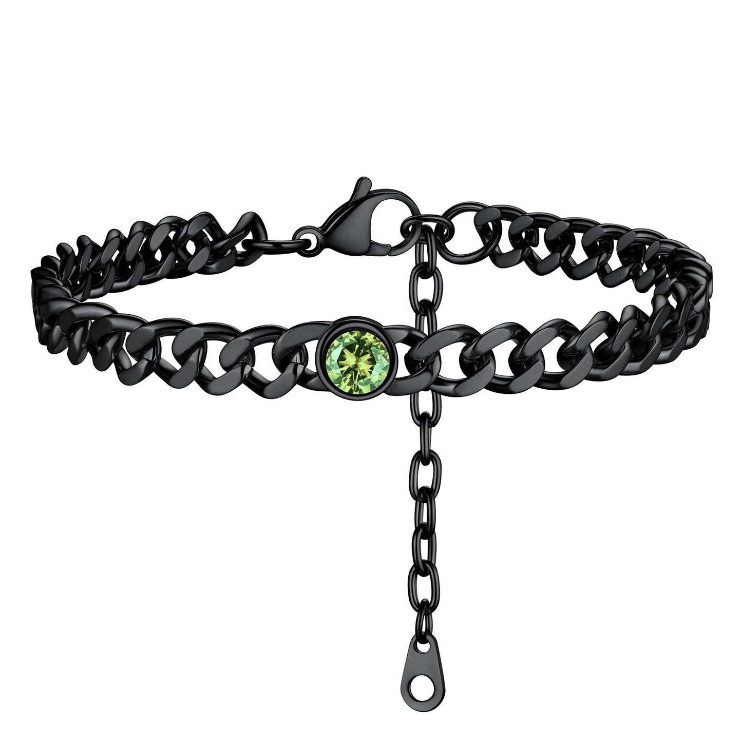 Personalized Birthstone Cuban Link Anklet for