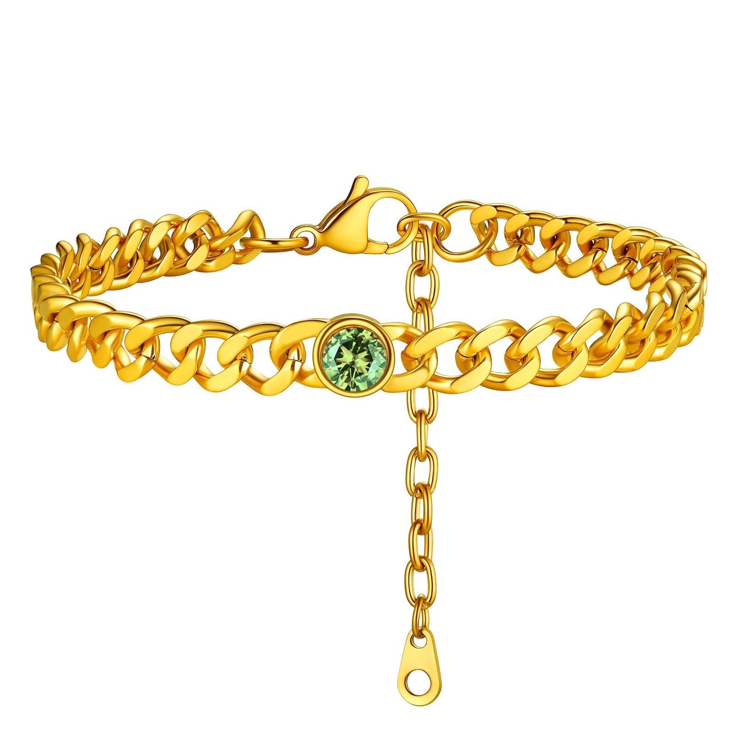 Personalized Birthstone Cuban Link Anklet for