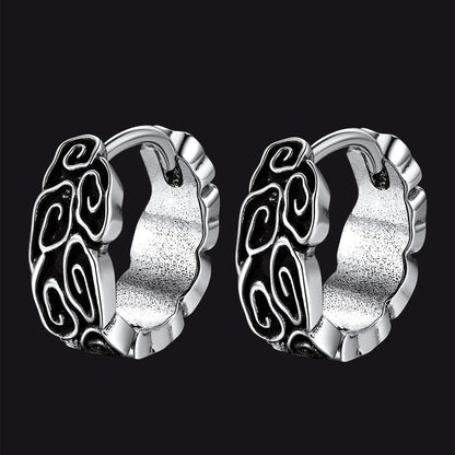 Gothic Auspicious Clouds Grass Pattern Hoop Earrings for
