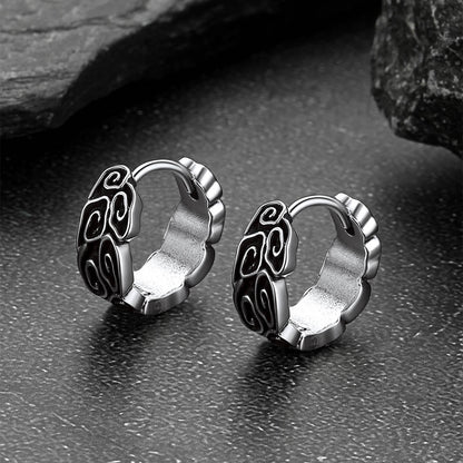 Gothic Auspicious Clouds Grass Pattern Hoop Earrings for