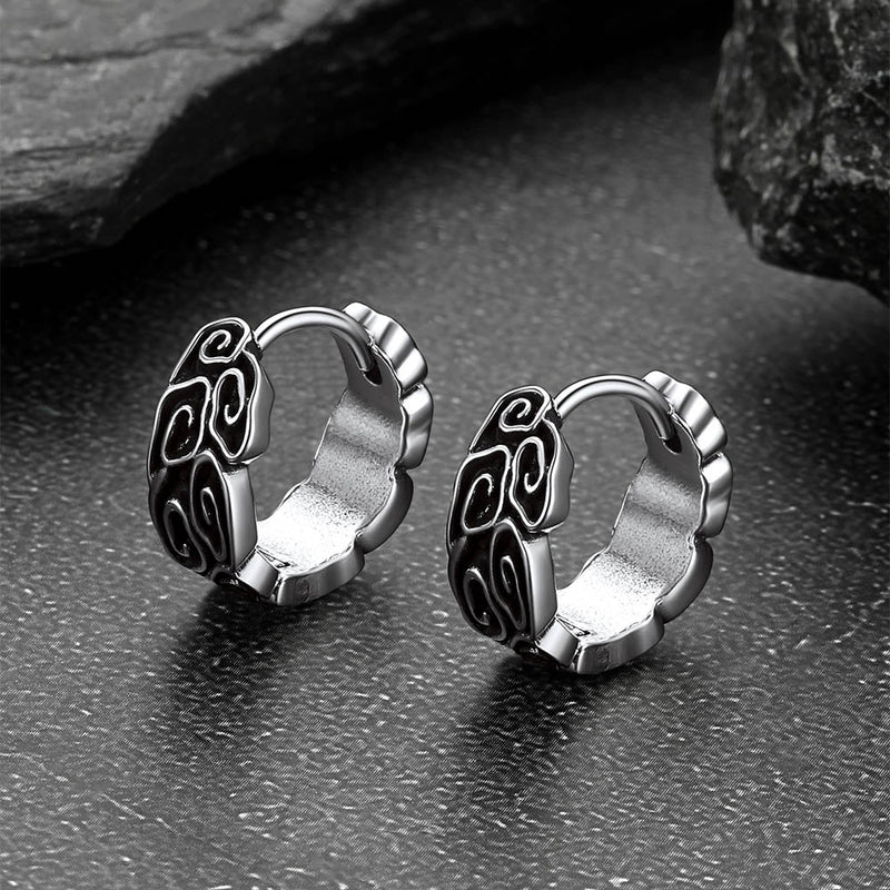 Gothic Auspicious Clouds Grass Pattern Hoop Earrings for