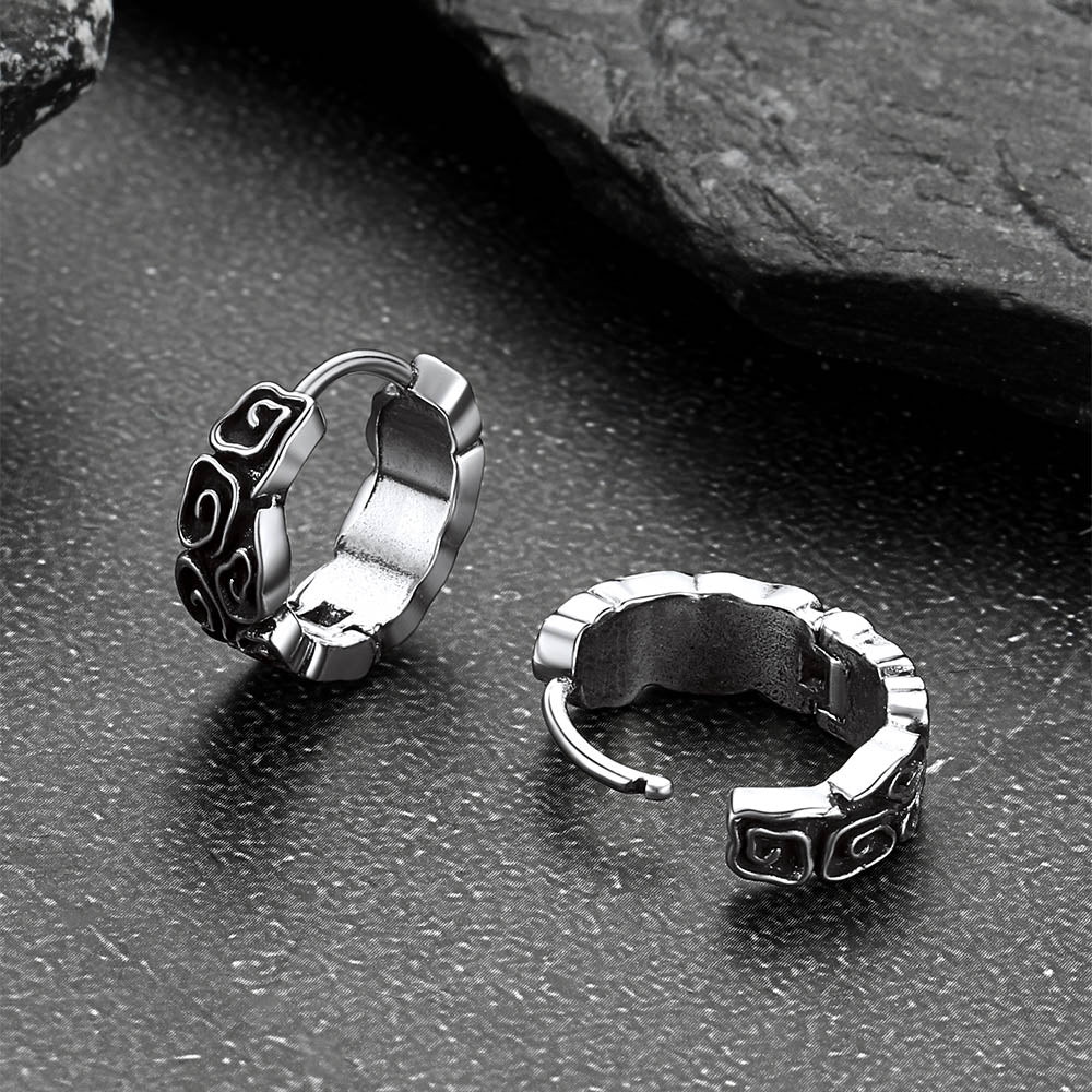 Gothic Auspicious Clouds Grass Pattern Hoop Earrings for
