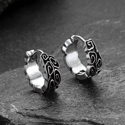 Gothic Auspicious Clouds Grass Pattern Hoop Earrings for