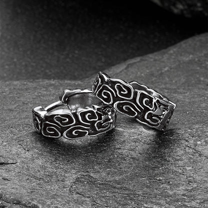 Gothic Auspicious Clouds Grass Pattern Hoop Earrings for