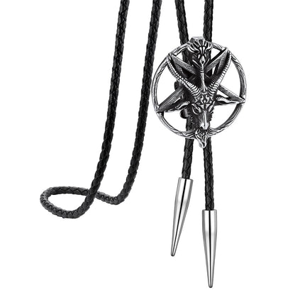 Baphomet Pentagram Goat Bolo Tie for