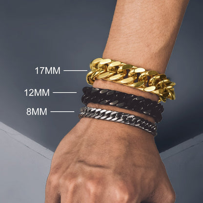 Cuban Link Chain Bracelets Set for Couple, 8/12mm Width