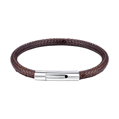 Clasp Braided Genuine Leather Bracelet for