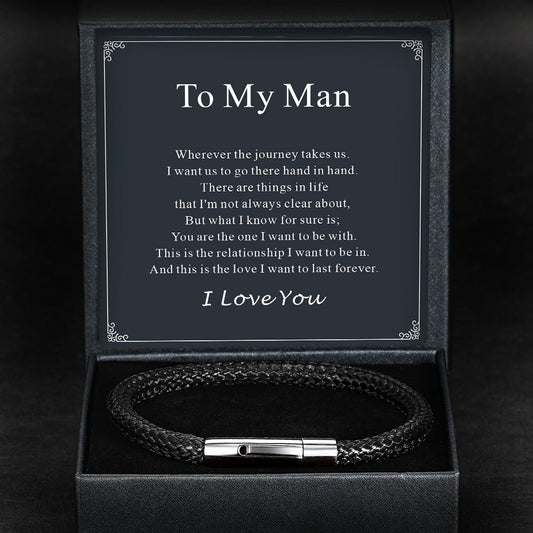 Clasp Braided Genuine Leather Bracelet Birthday Gift for