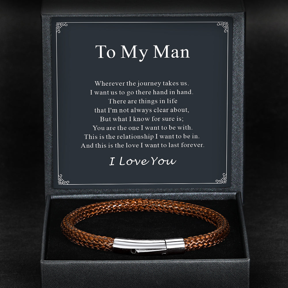 Clasp Braided Genuine Leather Bracelet Birthday Gift for