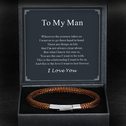 Clasp Braided Genuine Leather Bracelet Birthday Gift for