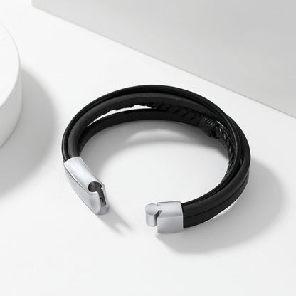 Feather Multi Layer Braided Leather Bracelet Gift for Son