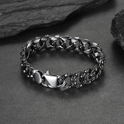 Chunky Heavy Skull Cuban Link Chain Bracelet for , 16mm Width