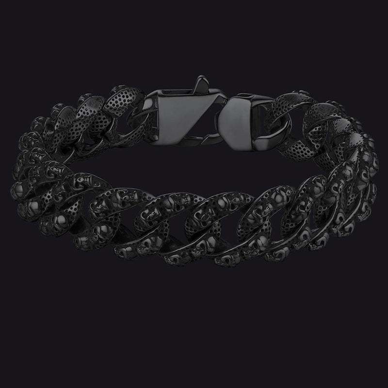 Chunky Heavy Skull Cuban Link Chain Bracelet for , 16mm Width