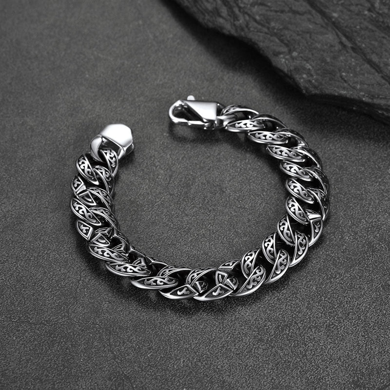 Stainless Steel Celtic Chunky Cuban Link Chain Bracelet for