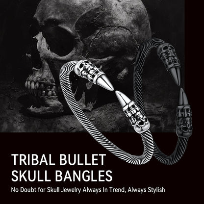 Gothic Punk Skull Open Cuff Bangle Bracelet for