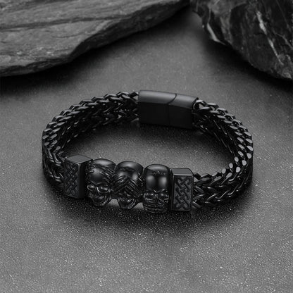 Halloween Gothic Skull Chain Bracelet for With Celtic Knot in Stainless Steel