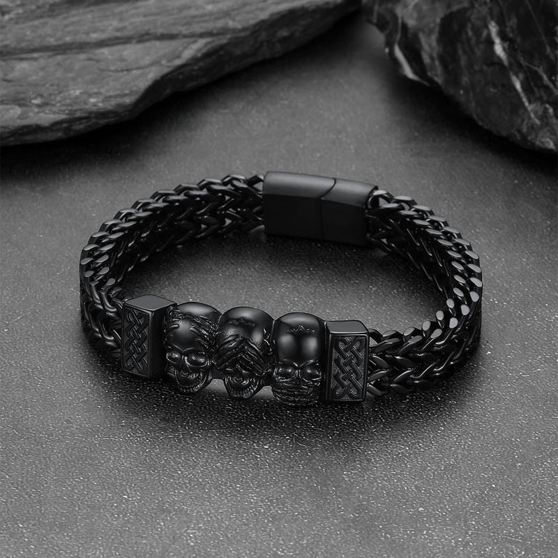 Halloween Gothic Skull Chain Bracelet for With Celtic Knot in Stainless Steel