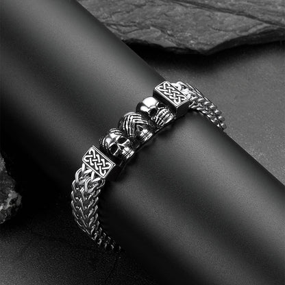 Halloween Gothic Skull Chain Bracelet for With Celtic Knot in Stainless Steel