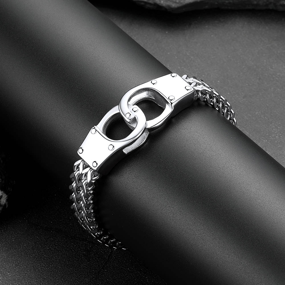 Handcuffs Chain Bracelet for With Celtic Knot in Stainless Steel