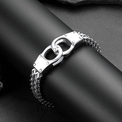 Handcuffs Chain Bracelet for With Celtic Knot in Stainless Steel
