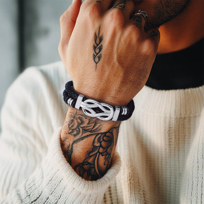 Customized Infinity Love Knot Leather Bracelet for