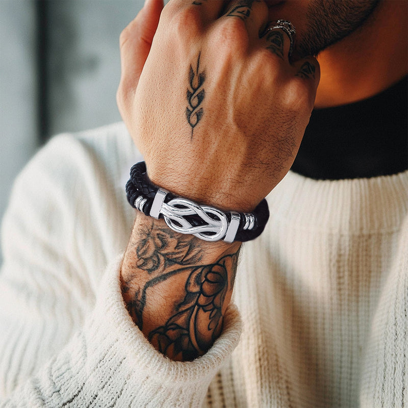 Customized Infinity Love Knot Leather Bracelet for