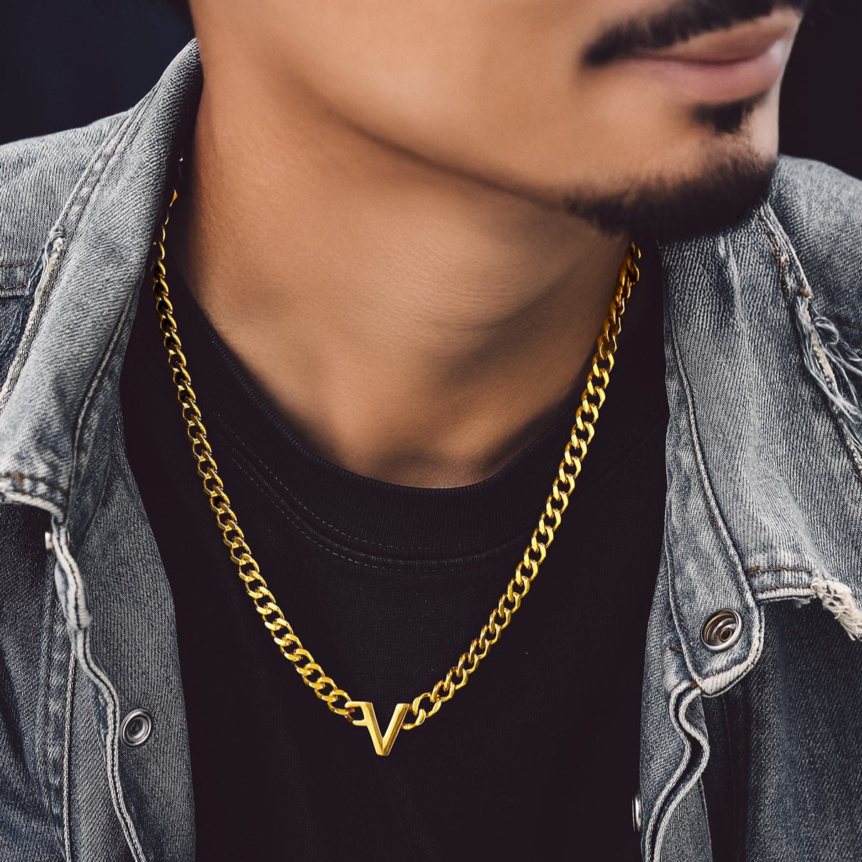 7mm Custom Initial Letter Cuban Link Chain Necklace for