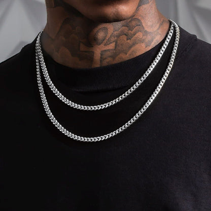 5mm Width Miami Cuban Link Chain Necklace Set for
