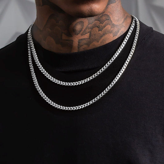 5mm Width Miami Cuban Link Chain Necklace Set for