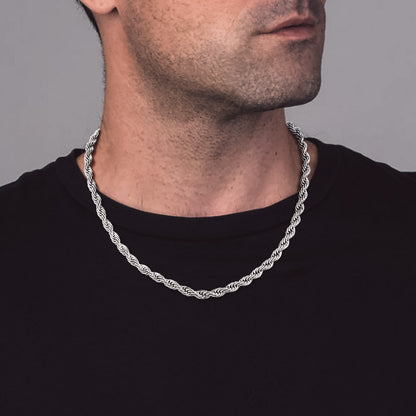 Twisted Rope Link Chain Stainless Steel Necklace for