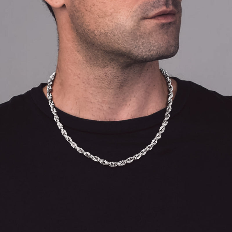 Twisted Rope Link Chain Stainless Steel Necklace for