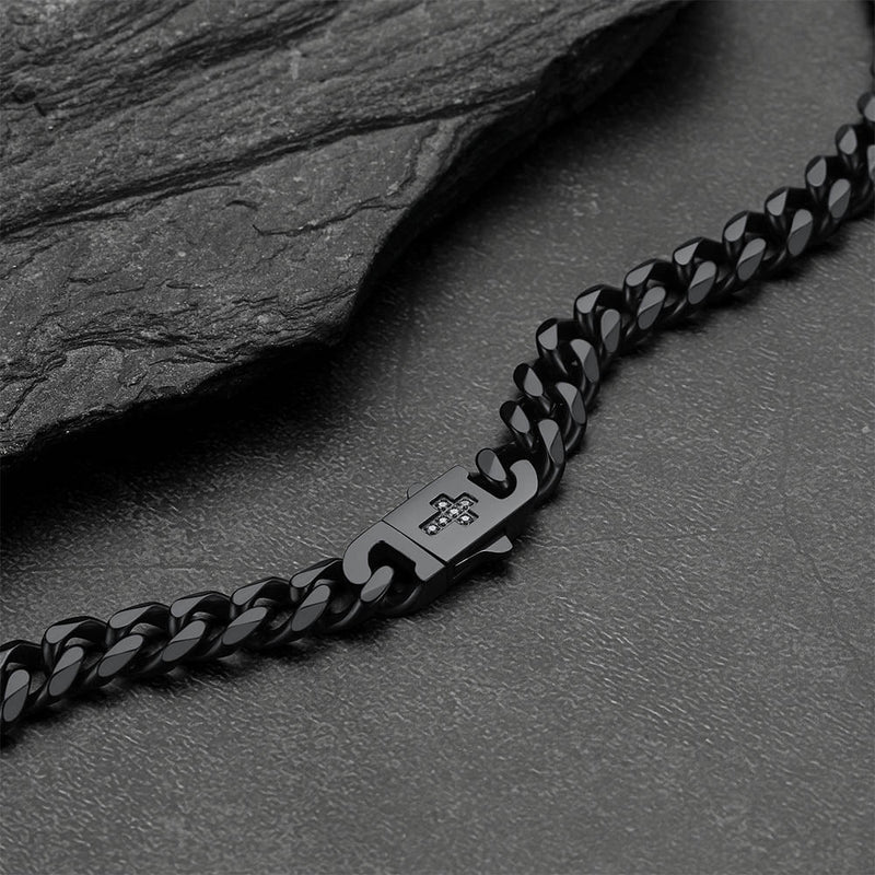 Miami Cuban Link Chain Necklace With Cross for