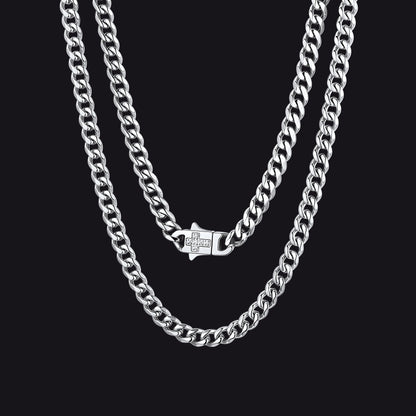 Miami Cuban Link Chain Necklace With Cross for