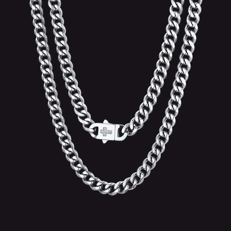 Miami Cuban Link Chain Necklace With Cross for