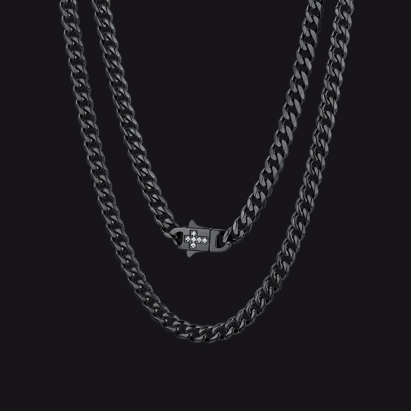 Miami Cuban Link Chain Necklace With Cross for