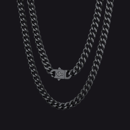 Miami Cuban Link Chain Necklace With Cross for