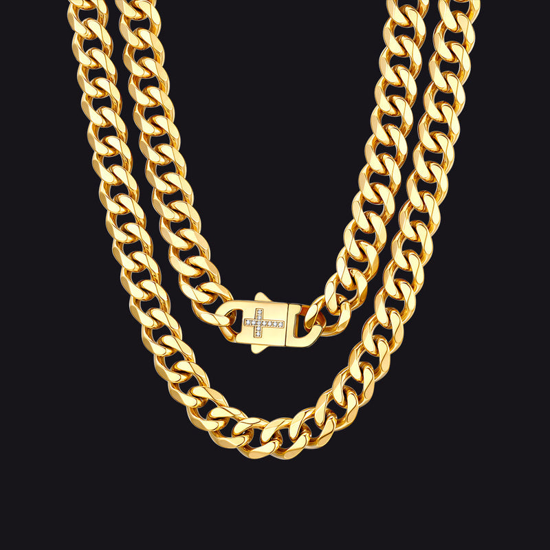 Miami Cuban Link Chain Necklace With Cross for