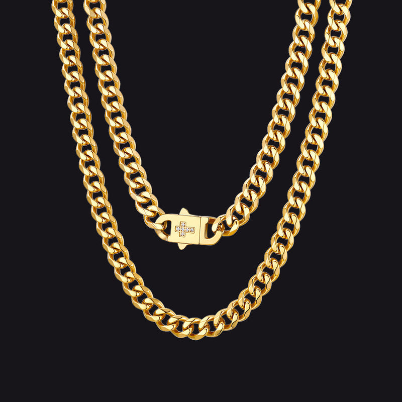 Miami Cuban Link Chain Necklace With Cross for