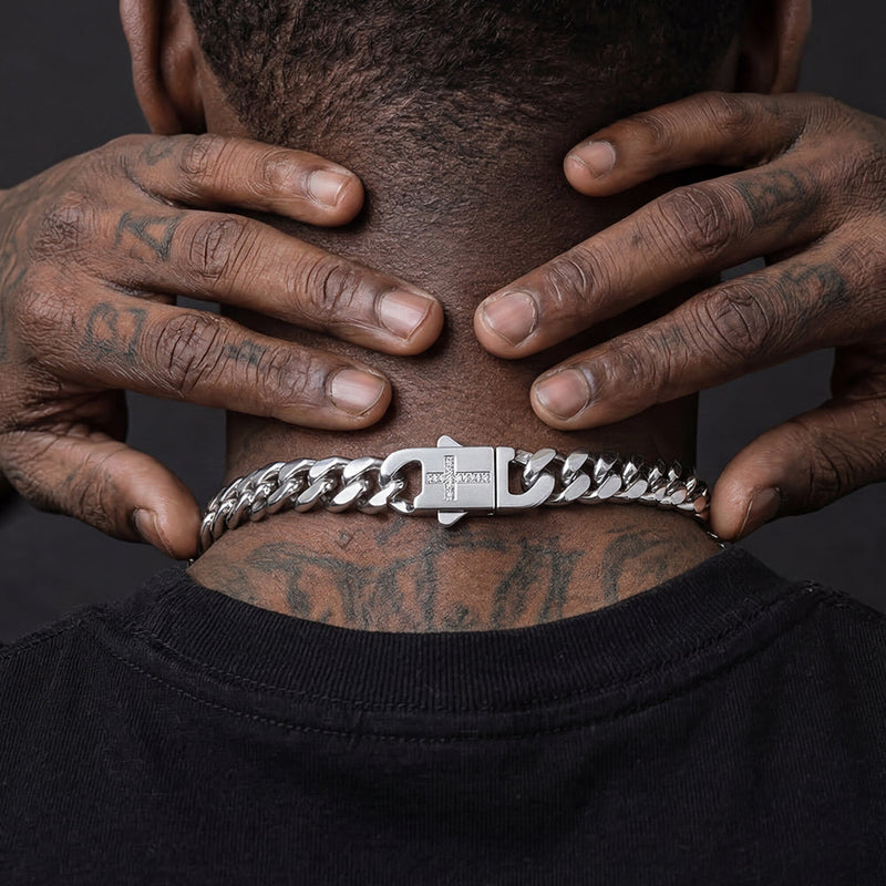 Miami Cuban Link Chain Necklace With Cross for