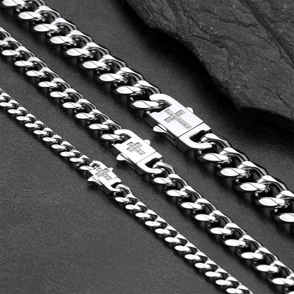 Miami Cuban Link Chain Necklace With Cross for