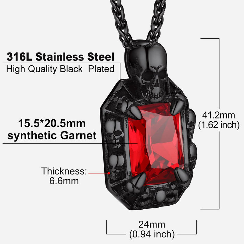 Gothic Skull Dragon Claw Crystal Necklace for