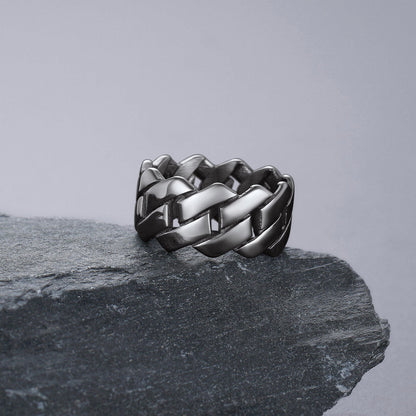 Biker Cuban Chain Stainless Steel Ring for 11mm