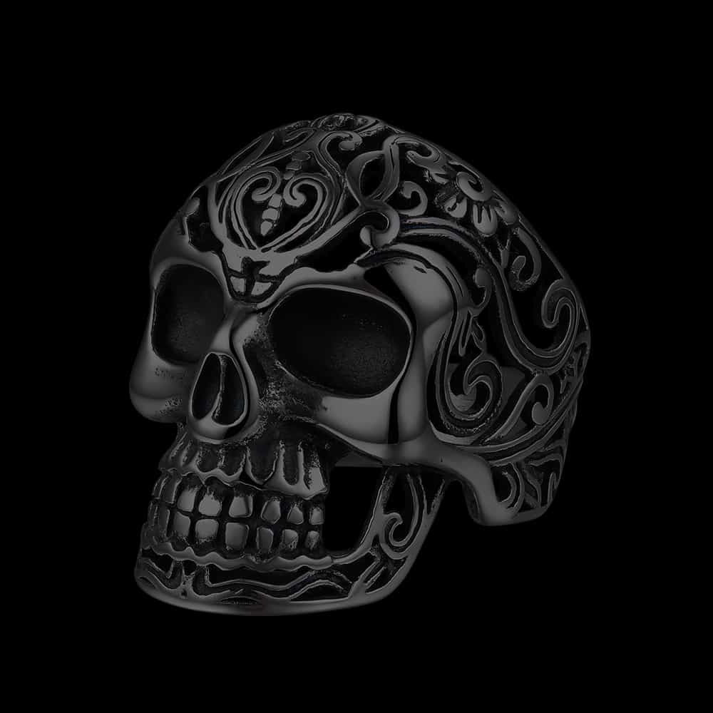 Gothic Skull Hollow Sugar Stainless Steel Ring for