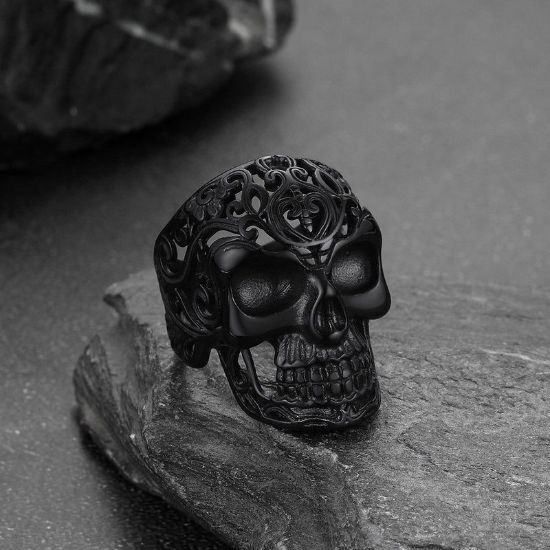 Gothic Skull Hollow Sugar Stainless Steel Ring for