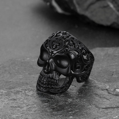 Gothic Skull Hollow Sugar Stainless Steel Ring for