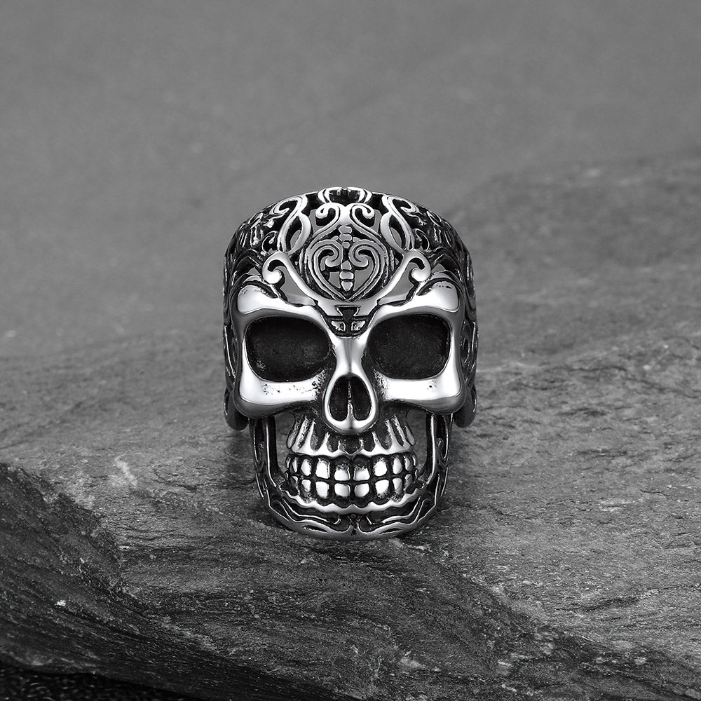 Gothic Skull Hollow Sugar Stainless Steel Ring for