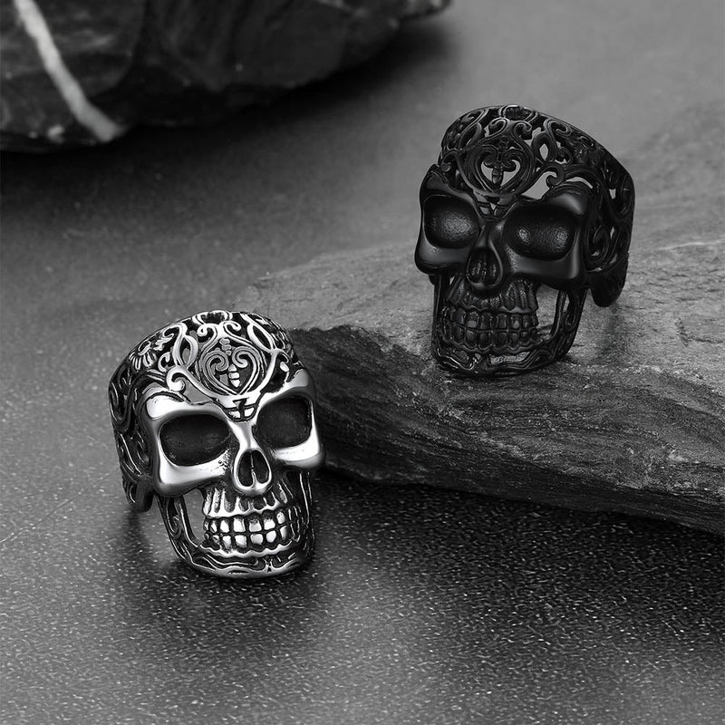 Gothic Skull Hollow Sugar Stainless Steel Ring for